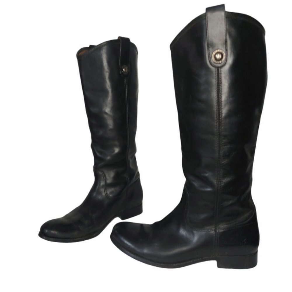𝅺✨hp✨ FRYE MELISSA TALL RIDING BLACK LEATHER BOOTS